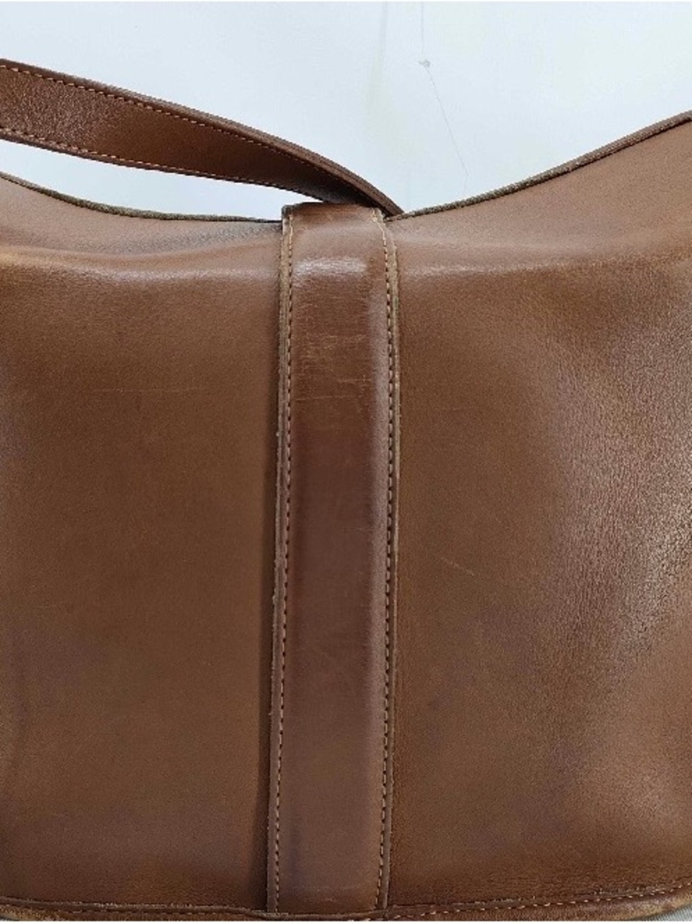 Coach Brown Leather Messenger Bag with Center Strap
